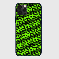 Чехол для iPhone 12 Pro Juventus green pattern sport, цвет: 3D-черный