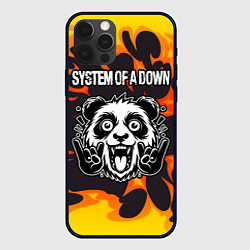 Чехол для iPhone 12 Pro System of a Down рок панда и огонь, цвет: 3D-черный