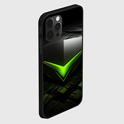 Чехол для iPhone 12 Pro Зеленая яркая плашка на черном абстракция, цвет: 3D-черный — фото 2