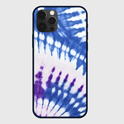 Чехол для iPhone 12 Pro Сине-фиолетовый узор тай дай, цвет: 3D-черный