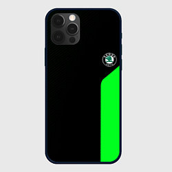 Чехол iPhone 12 Pro Skoda pattern sport green