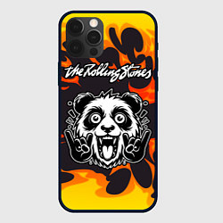 Чехол iPhone 12 Pro Rolling Stones рок панда и огонь