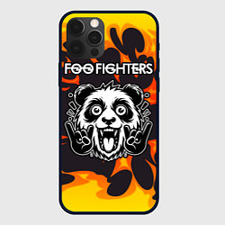 Чехол для iPhone 12 Pro Foo Fighters рок панда и огонь, цвет: 3D-черный