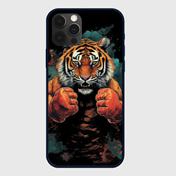 Чехол для iPhone 12 Pro Тигр в стойке тайский бокс, цвет: 3D-черный