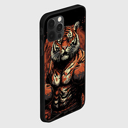 Чехол для iPhone 12 Pro Муай-Тай боевой тигр в перчатках, цвет: 3D-черный — фото 2