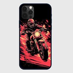 Чехол для iPhone 12 Pro Мотокросс красные брызги, цвет: 3D-черный
