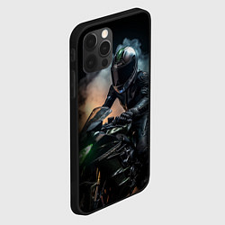 Чехол для iPhone 12 Pro Мотоциклист на мотоцикле, цвет: 3D-черный — фото 2