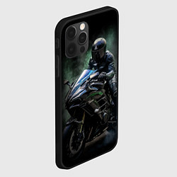 Чехол для iPhone 12 Pro Мотоциклист на спортивном байке, цвет: 3D-черный — фото 2