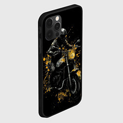 Чехол для iPhone 12 Pro Мотоциклист и желтые кляксы, цвет: 3D-черный — фото 2