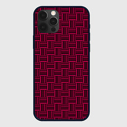 Чехол iPhone 12 Pro Тёмный розовый клетка-полоски