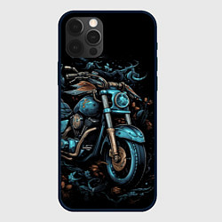 Чехол для iPhone 12 Pro Ретро абстрактный мотоцикл, цвет: 3D-черный