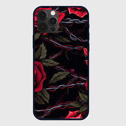 Чехол iPhone 12 Pro Череп и красные розы