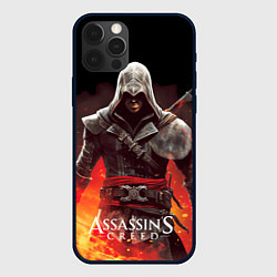 Чехол iPhone 12 Pro Assassins creed огненный фон вокруг