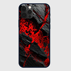 Чехол iPhone 12 Pro Красные разломы черных камней