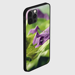 Чехол для iPhone 12 Pro Геометрический пейзаж фиолетовый и зеленый, цвет: 3D-черный — фото 2