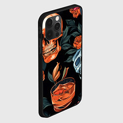 Чехол для iPhone 12 Pro Кусты черепов с розами и пионами, цвет: 3D-черный — фото 2