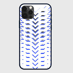 Чехол для iPhone 12 Pro Чёрные и синие полосы на белом фоне, цвет: 3D-черный