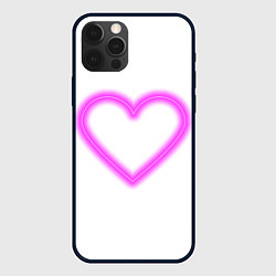 Чехол для iPhone 12 Pro Неоновое сиреневое сердце, цвет: 3D-черный