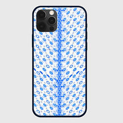 Чехол iPhone 12 Pro Синие киберпанк ячейки на белом фоне