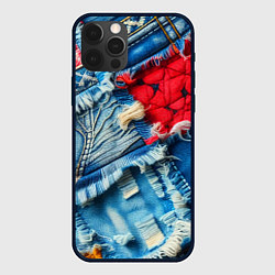Чехол iPhone 12 Pro Авангардный джинсовый пэчворк - нейросеть