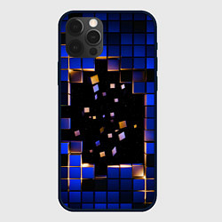 Чехол iPhone 12 Pro Окно в пространство - синие кубы