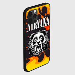 Чехол для iPhone 12 Pro Nirvana рок панда и огонь, цвет: 3D-черный — фото 2