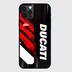 Чехол для iPhone 12 Pro Ducati - красный технологический, цвет: 3D-черный