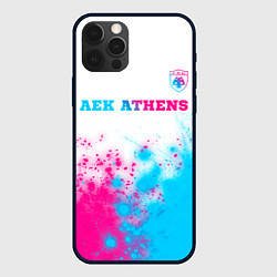 Чехол iPhone 12 Pro AEK Athens neon gradient style посередине