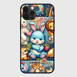 Чехол iPhone 12 Pro Funny hare and his friends - patchwork