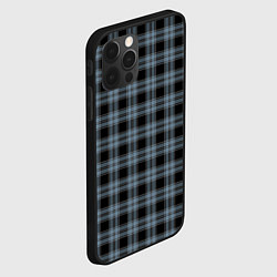 Чехол для iPhone 12 Pro Чёрный в голубую полоску клетчатый, цвет: 3D-черный — фото 2