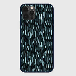 Чехол iPhone 12 Pro Тёмный бирюзовый паттерн полосочки