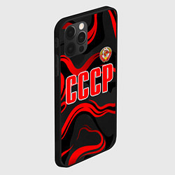 Чехол для iPhone 12 Pro СССР - red stripes, цвет: 3D-черный — фото 2