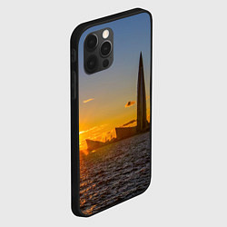 Чехол для iPhone 12 Pro Здание Лахта-центра на фоне заката Санкт-Петербург, цвет: 3D-черный — фото 2