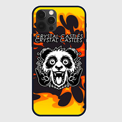 Чехол iPhone 12 Pro Crystal Castles рок панда и огонь