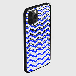 Чехол для iPhone 12 Pro Black and blue stripes on a white background, цвет: 3D-черный — фото 2