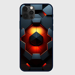 Чехол для iPhone 12 Pro Конструкция из объемных оранжевых плит, цвет: 3D-черный