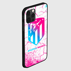 Чехол для iPhone 12 Pro Atletico Madrid neon gradient style, цвет: 3D-черный — фото 2