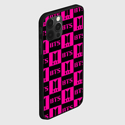 Чехол для iPhone 12 Pro BTS pattern pink logo, цвет: 3D-черный — фото 2