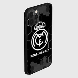 Чехол для iPhone 12 Pro Real Madrid sport на темном фоне, цвет: 3D-черный — фото 2