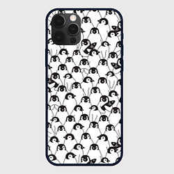 Чехол для iPhone 12 Pro Узор с пингвинами, цвет: 3D-черный