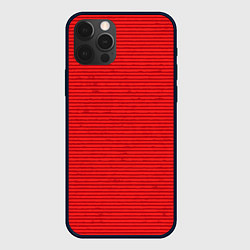 Чехол для iPhone 12 Pro Алый полосатый, цвет: 3D-черный