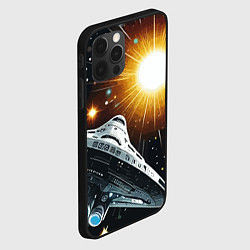 Чехол для iPhone 12 Pro Космолёт в неоновом космосе - нейросеть, цвет: 3D-черный — фото 2