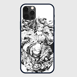 Чехол iPhone 12 Pro Клинок рассекающий демонов Незуко чб