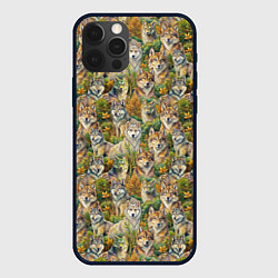 Чехол для iPhone 12 Pro Паттерн волчьих морд, цвет: 3D-черный