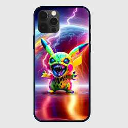 Чехол iPhone 12 Pro Монстр Пикачу - неоновое свечение