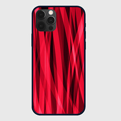 Чехол iPhone 12 Pro Красно-розовые абстрактные полосы