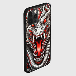 Чехол для iPhone 12 Pro Крупная морда змеи красно-белая, цвет: 3D-черный — фото 2