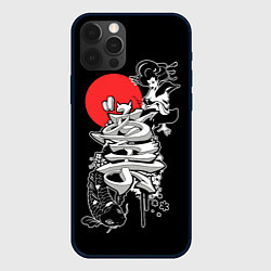 Чехол iPhone 12 Pro Японская гейша и карп кои