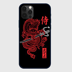 Чехол iPhone 12 Pro Дракон с катаной - кодекс самурая