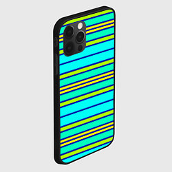 Чехол для iPhone 12 Pro Горизонтальные неоновые линии, цвет: 3D-черный — фото 2